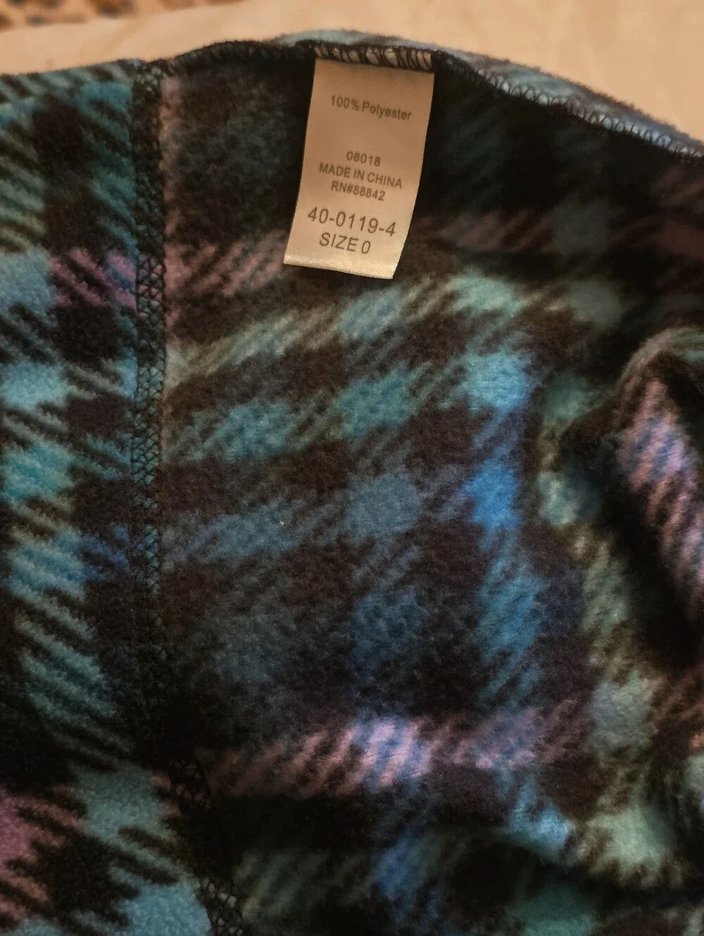 Kids Fleece Beanie Tartan Plaid Blue Purple Black Vibrant Hat Youth Winter Cap
